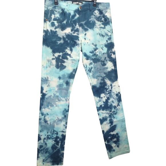 Legendary Status Mens Designer Straight Skinny Smoke Blue Wash Jeans - Picture 1 of 7